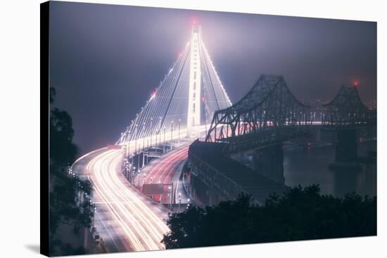 Night Glow and Oakland Bay Bridge-null-Stretched Canvas