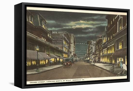 Night, Granby Street, Norfolk, Virginia-null-Framed Stretched Canvas