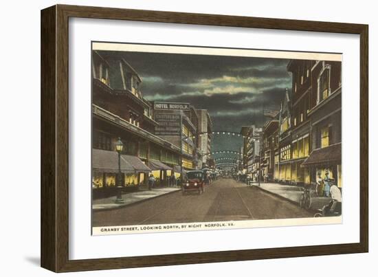 Night, Granby Street, Norfolk, Virginia-null-Framed Art Print