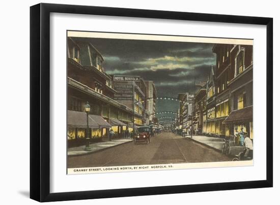 Night, Granby Street, Norfolk, Virginia-null-Framed Art Print
