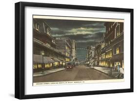 Night, Granby Street, Norfolk, Virginia-null-Framed Art Print