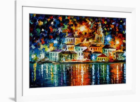 Night Harbour-Leonid Afremov-Framed Art Print