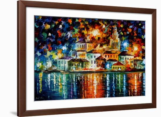 Night Harbour-Leonid Afremov-Framed Art Print