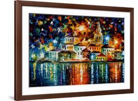 Night Harbour-Leonid Afremov-Framed Art Print