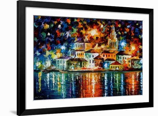 Night Harbour-Leonid Afremov-Framed Art Print