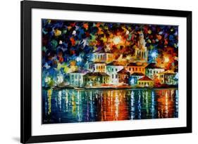 Night Harbour-Leonid Afremov-Framed Art Print