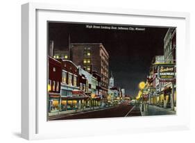 Night, High Street, Jefferson City, Missouri-null-Framed Art Print