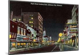 Night, High Street, Jefferson City, Missouri-null-Mounted Art Print