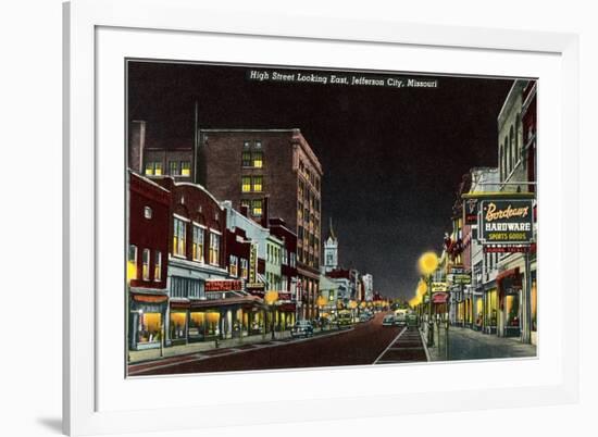 Night, High Street, Jefferson City, Missouri-null-Framed Premium Giclee Print