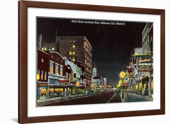 Night, High Street, Jefferson City, Missouri-null-Framed Premium Giclee Print