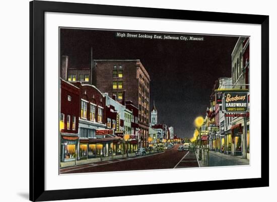 Night, High Street, Jefferson City, Missouri-null-Framed Premium Giclee Print