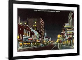 Night, High Street, Jefferson City, Missouri-null-Framed Premium Giclee Print