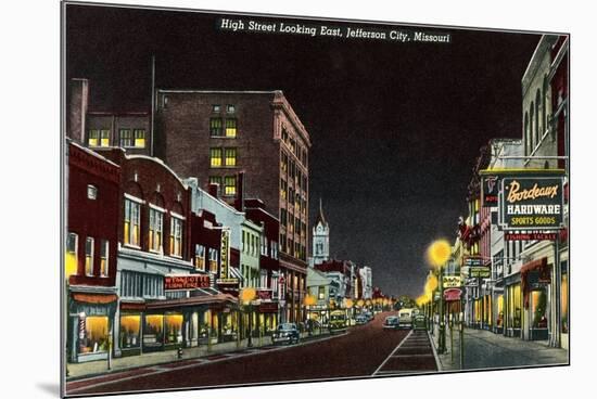 Night, High Street, Jefferson City, Missouri-null-Mounted Premium Giclee Print