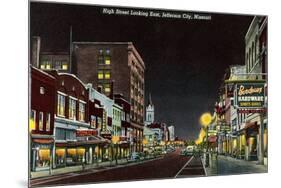 Night, High Street, Jefferson City, Missouri-null-Mounted Premium Giclee Print