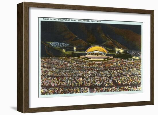 Night, Hollywood Bowl, Los Angeles, California-null-Framed Art Print