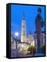 Night Illumination, Tower of Onze Lieve Vrouwekathedraal, Antwerp, Flanders, Belgium, Europe-Christian Kober-Framed Stretched Canvas