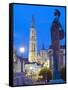 Night Illumination, Tower of Onze Lieve Vrouwekathedraal, Antwerp, Flanders, Belgium, Europe-Christian Kober-Framed Stretched Canvas