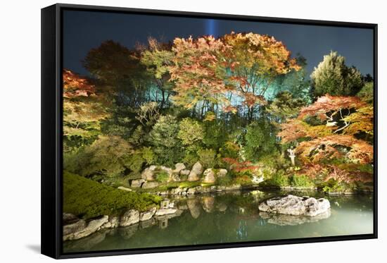 Night Illuminations of Temple Gardens, Shoren-In Temple, Southern Higashiyama, Kyoto, Japan-Stuart Black-Framed Stretched Canvas