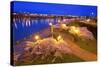 Night Image of Cherry Blossoms and Water Front Park, Willamette River, Portland Oregon.-Craig Tuttle-Stretched Canvas