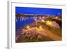 Night Image of Cherry Blossoms and Water Front Park, Willamette River, Portland Oregon.-Craig Tuttle-Framed Photographic Print