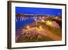 Night Image of Cherry Blossoms and Water Front Park, Willamette River, Portland Oregon.-Craig Tuttle-Framed Photographic Print