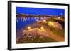 Night Image of Cherry Blossoms and Water Front Park, Willamette River, Portland Oregon.-Craig Tuttle-Framed Photographic Print