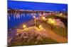 Night Image of Cherry Blossoms and Water Front Park, Willamette River, Portland Oregon.-Craig Tuttle-Mounted Photographic Print