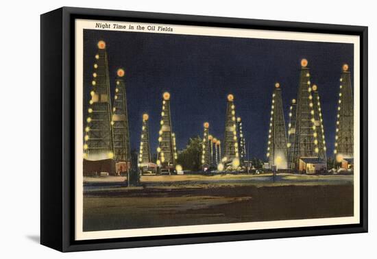 Night in the Oil Fields, Oklahoma-null-Framed Stretched Canvas