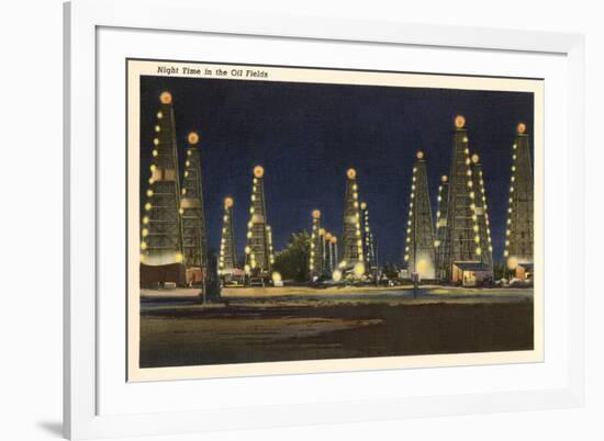 Night in the Oil Fields, Oklahoma-null-Framed Premium Giclee Print