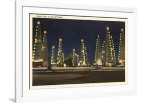 Night in the Oil Fields, Oklahoma-null-Framed Premium Giclee Print