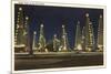 Night in the Oil Fields, Oklahoma-null-Mounted Premium Giclee Print