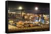 Night Industrial Port.  Containers and Trucks-soleg_1974-Framed Stretched Canvas