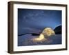 Night Landscape with a Snow Igloo with Light. Extreme House. Winter in the Mountains. Sky with the-Kotenko Oleksandr-Framed Photographic Print