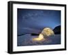 Night Landscape with a Snow Igloo with Light. Extreme House. Winter in the Mountains. Sky with the-Kotenko Oleksandr-Framed Photographic Print