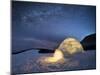 Night Landscape with a Snow Igloo with Light. Extreme House. Winter in the Mountains. Sky with the-Kotenko Oleksandr-Mounted Photographic Print