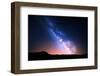 Night Landscape with Colorful Milky Way and Yellow Light at Mountains. Starry Sky with Rocks at Sum-Denis Belitsky-Framed Photographic Print