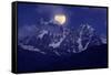 Night Landscape with the Mountains and the Full Moon-Kotenko-Framed Stretched Canvas