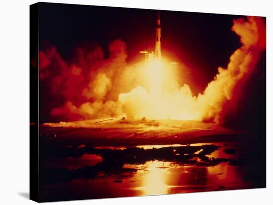 Night Launch of Apollo 17-null-Stretched Canvas