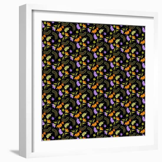 Night Leaves pattern-Claire Huntley-Framed Giclee Print