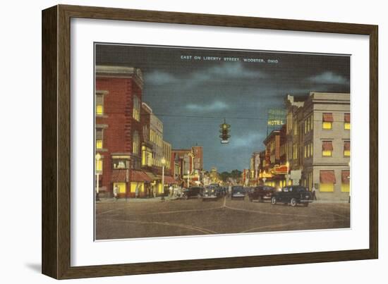 Night, Liberty Street, Wooster, Ohio-null-Framed Art Print