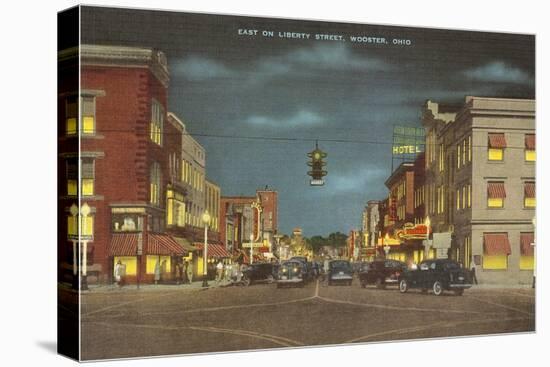 Night, Liberty Street, Wooster, Ohio-null-Stretched Canvas