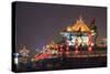 Night Lighting and Glowing Lanterns, Views from Atop City Wall, Xi'An, China-Stuart Westmorland-Stretched Canvas