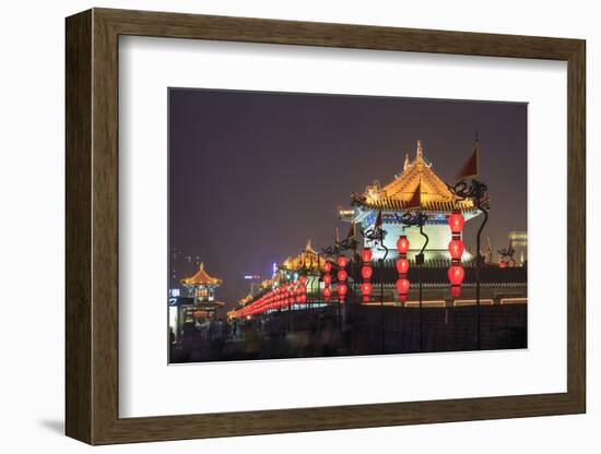 Night Lighting and Glowing Lanterns, Views from Atop City Wall, Xi'An, China-Stuart Westmorland-Framed Photographic Print