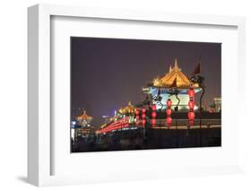 Night Lighting and Glowing Lanterns, Views from Atop City Wall, Xi'An, China-Stuart Westmorland-Framed Photographic Print