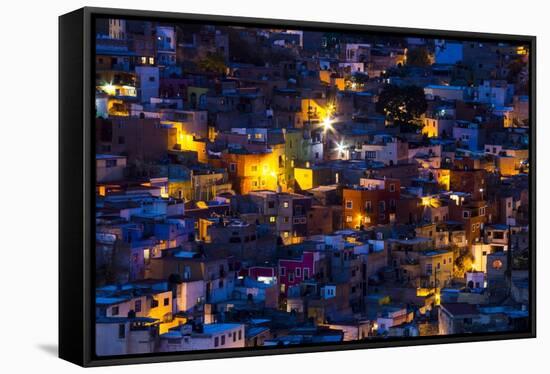 Night Lighting of the City of Guanajuato-Terry Eggers-Framed Stretched Canvas