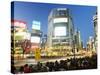 Night Lights at Shibuya Crossing, Shibuya Ward, Tokyo, Japan, Asia-Christian Kober-Stretched Canvas