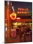 Night lights of Pike Place Market in Seattle, Washington, USA-Janis Miglavs-Mounted Photographic Print