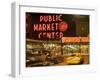 Night lights of Pike Place Market in Seattle, Washington, USA-Janis Miglavs-Framed Photographic Print