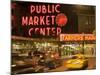 Night lights of Pike Place Market in Seattle, Washington, USA-Janis Miglavs-Mounted Photographic Print