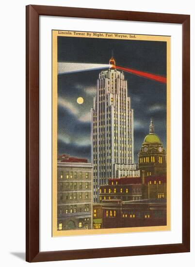 Night, Lincoln Tower, Ft. Wayne, Indiana-null-Framed Art Print